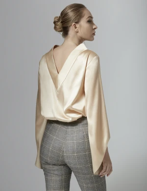 Silk Blouse with Semi-Rigid Collar Made in Italy