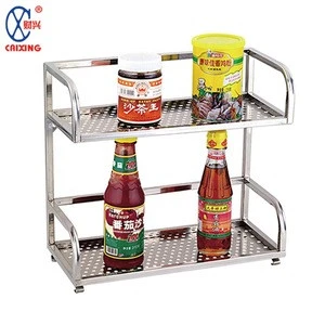 Simple Durable Stainless Steel Kitchen Wall Shelf Spice Rack Organizer