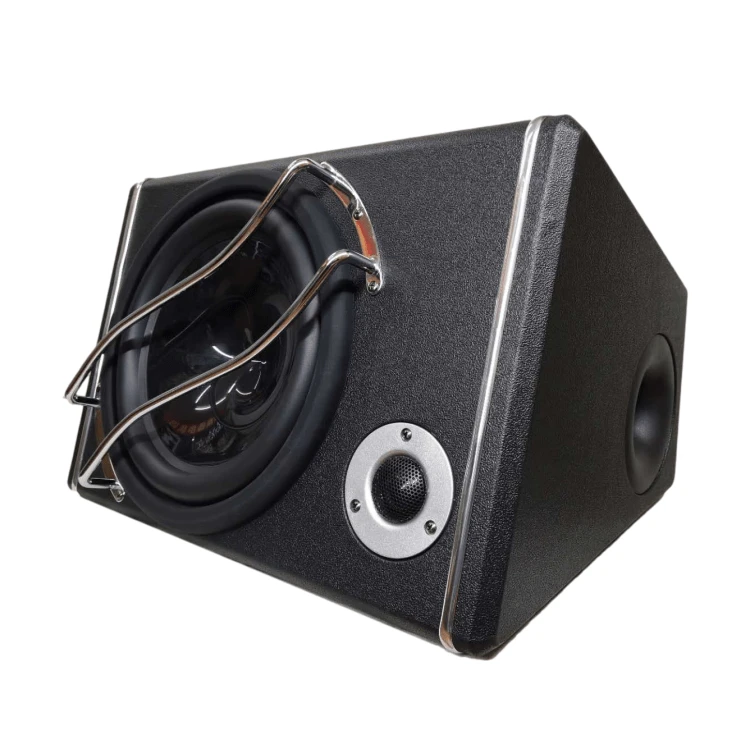 Special 10 inch trapezoidal car subwoofer solid wooden case black leather high-grade high-power car audio speakers
