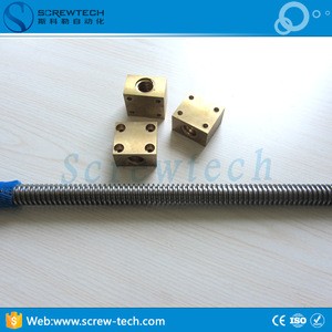 Square brass nut trapezoidal lead screw Tr22x5 stainless steel lead screws