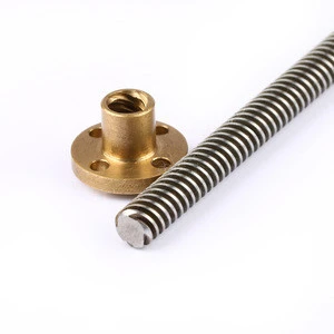 stainless steel leadscrew 2mm pitch 4 start 8mmlead 600mm length tr8*8 lead screw and nut
