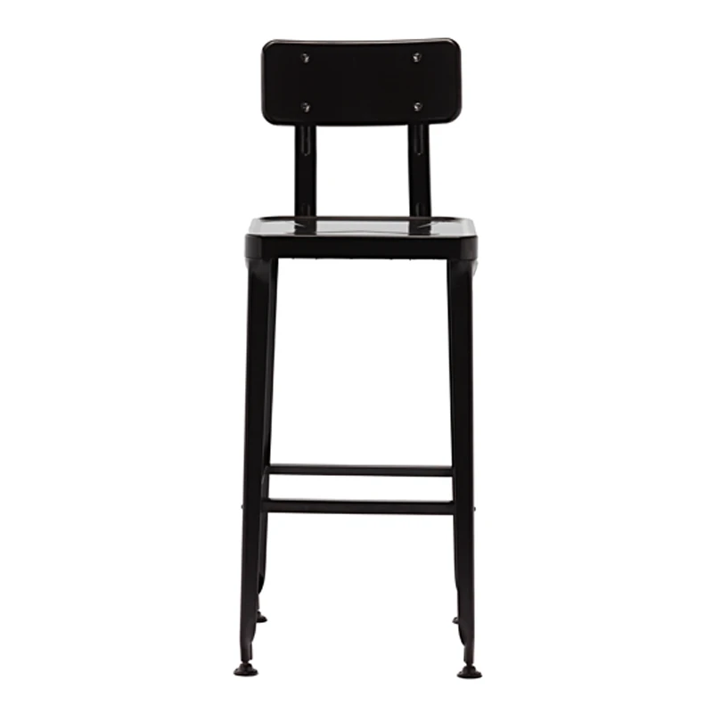 Steel High Restaurant Stool Chairs with Backrest for Cafe Shop