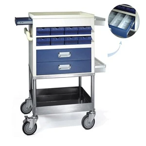 Steel material medicine trolley with four wheels for sale