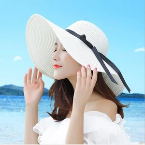 Straw hat female summer Korean sun hat folding  beach hat