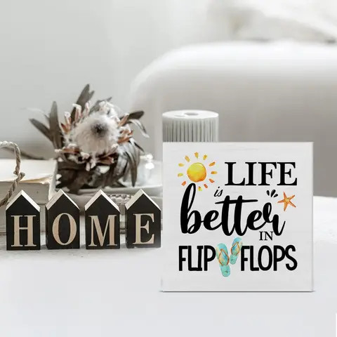 Buy Summer Beach Wood Box Sign Desk Decor Life Is Better In Flip Flops ...