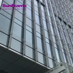 Sun Frame 180mm Aluminum Section Exposed Frame Unitized Curtain Wall with 20 Years Warranty