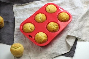 supply large stock 6 cups silicone muffin pan/silicone muffin mold/cake mold