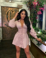 tg032 spring  2021 dresses womens fashion corset streetwear v neck shirt dress