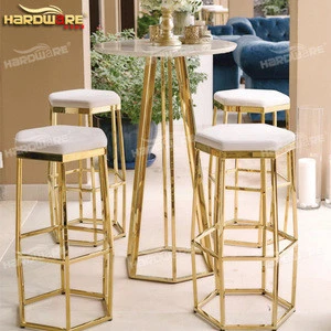 titanium gold metal high bar cocktail tables and stools