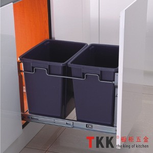 TKK kitchen cabinet fittings built in Double Waste bin Pull Out kitchen cabinet Trash bin