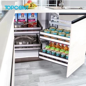 TOPCENT Cabinet Pull out Basket revolving saucer Magic Corner Kitchen storage