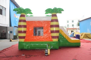 Tropical inflatable combo pvc inflatable bouncer slide inflatable castle slide combo