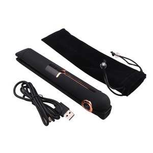 USB Rechargeable Portable Ceramic Flat Iron Hair Straightener Mini Wireless Hair Straightener With LED Display