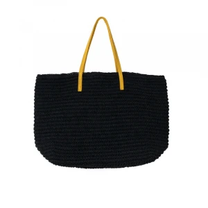 vintage handmade woven paper straw crochet tote purse handbags big straw knitting shopper clutch bag