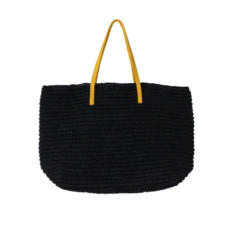 vintage handmade woven paper straw crochet tote purse handbags big straw knitting shopper clutch bag