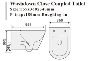 Wall hung Toilet P-trap 180mm Round WC Pan for Concealed Cistern or Console Flushing Cistern WATERMARK WC-6013
