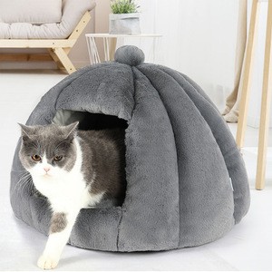 Washable Pet Winter Warm House Dual Use Soft Cushion Collapsible Breathable Dogs Pets Bed Foldable Cat House