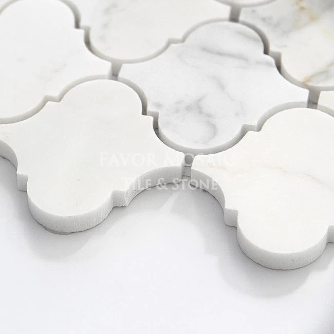 White Carrara lantern mosaic tile wall and bathroom and kitchen backsplash natural marble mosaic tile