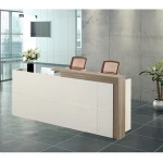 White table New wooden counter office reception desk modern