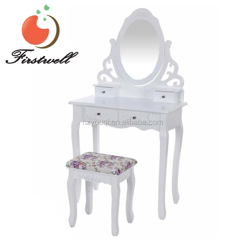 White Vanity Set Make Up Table W/ Oval Mirror / white dressing table