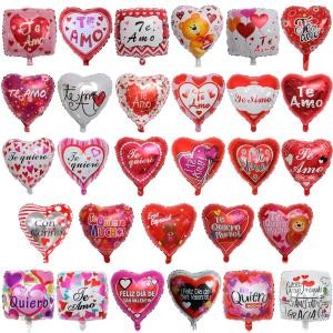 Wholesale 18inch heart shape &#39;love&#39;&#39;Te Amo&#39; printed helium foil balloon for valentine&#39;s day party decoration