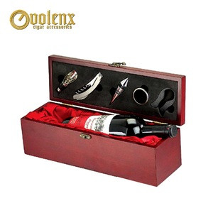 Wholesale custom one bottle wooden wine set box