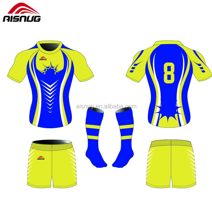 wholesale custom sublimation team set rugby jersey uniforms