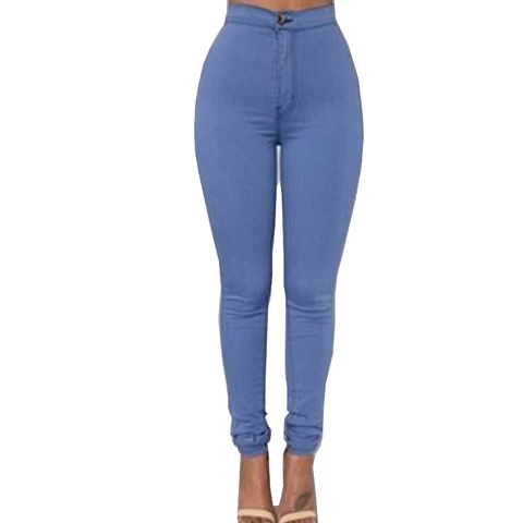 Wholesale Custom Women Stretch High Waist Candy Color Skinny Jeans Denim Pants Trousers Women Pencil Pants