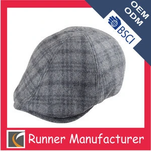 Wholesale hot sale high quality tweed men ivy cap promotional flat cap