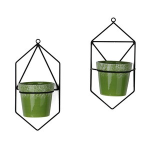 Wholesale indoor ceramic metal wire adjustable wall artificial plant flower pot holder hanger garden hanging baskets