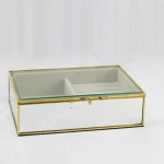 Wholesale jewelry box luxury  necklace sunglasses earrings glass metal rose gold jewelry storage box