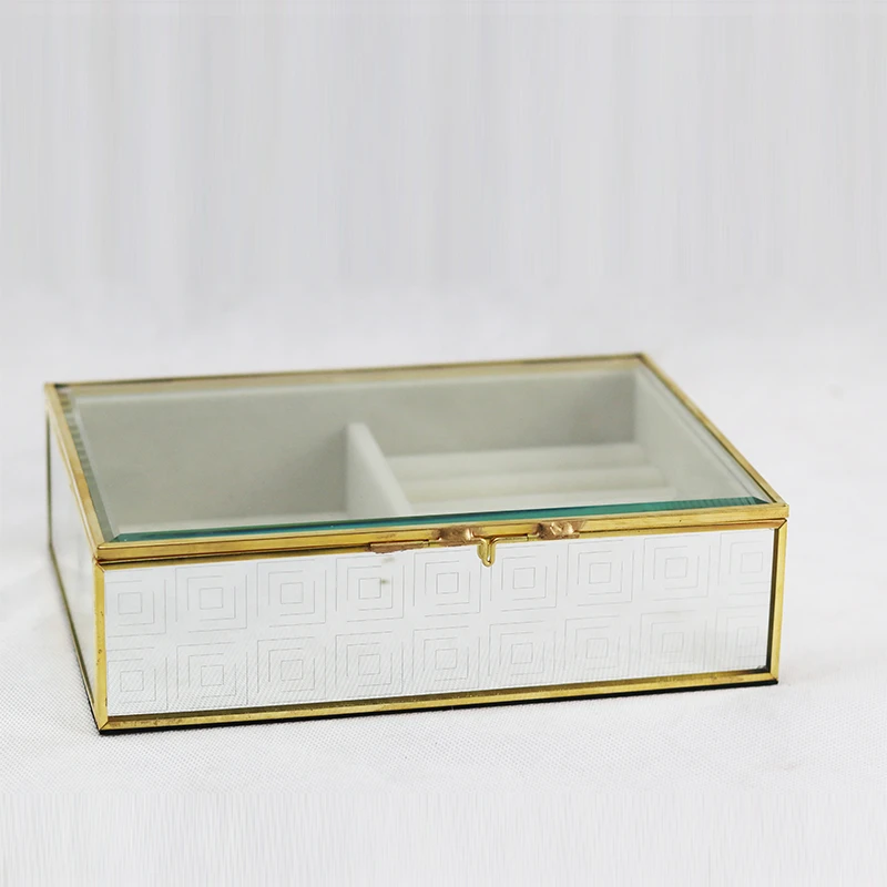 Wholesale jewelry box luxury  necklace sunglasses earrings glass metal rose gold jewelry storage box