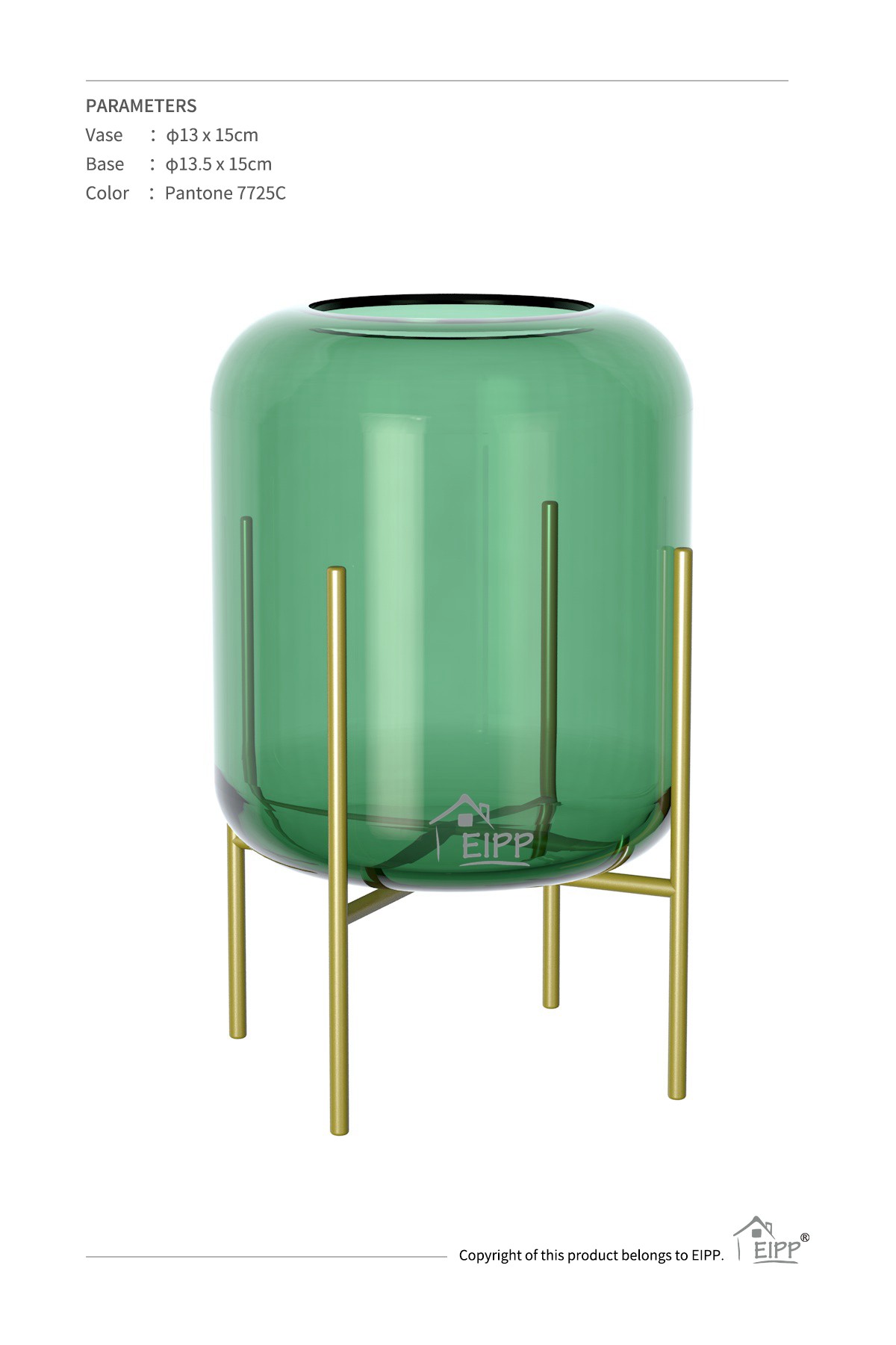 Wholesale Modern Design Color Smoked Decorative Recycled  Glass Vase With Metal Stand