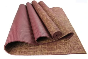 Wholesale Non-slip Eco-friendly PVC Printed Bamboo Jute Yoga Mat with Strap 3-10mm Thick