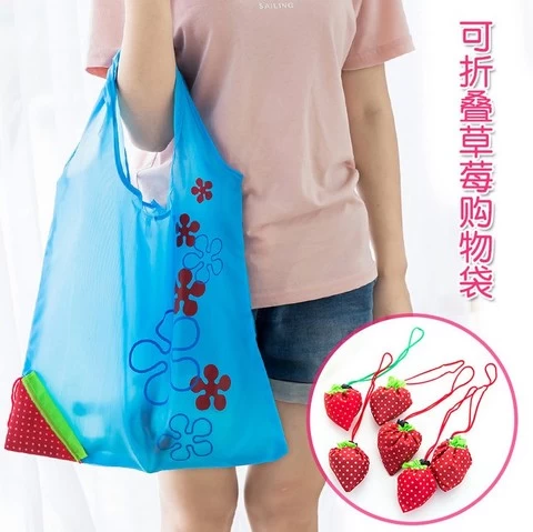Wholesale nylon shopping bag various fruit shape shopping bags logo black reusable tote bag