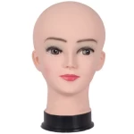 Wholesale Realistic female human hair makeup wig display head with shoulders manikin tosro ghost plastic stand african mannequin