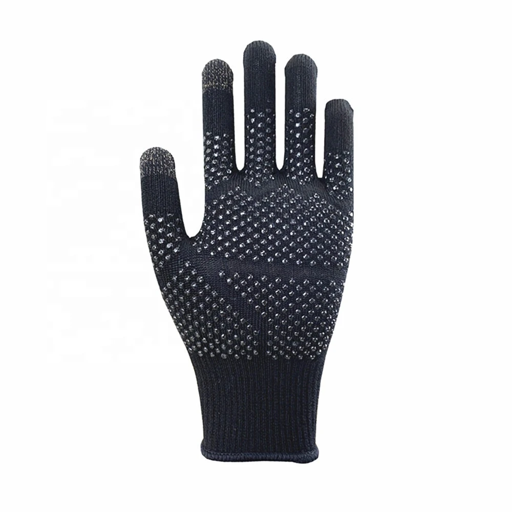 Wholesale winter use merino wool lining rubber coated phone touch work gloves