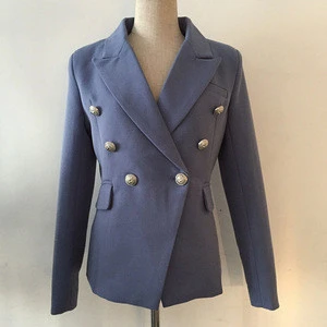 Women clothing 2019 customized purple women formal office lady Double Breasted  slim fashion blazer jacket trench coat