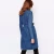 Import women clothing plus size fashionable women duster coat ,long sleeve 100% cotton long belted duster denim coats from China