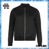 women plain black sports bomber jacket blank color 100% polyester elasticated wrist cuffs jackets coat for girl oem sports wear