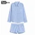 Import women sleepwear blue & white striped pajamas set ladies nightwear with top quality from China