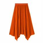 Womens 2021 Summer Irregular Bottom Organ Daily Versatile high waist Elegant Pleated Skirt