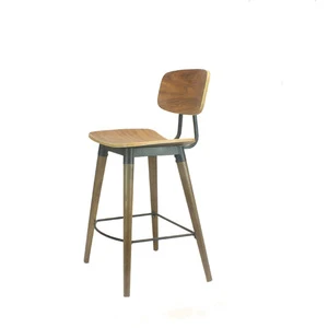 Wood Vintage Upholstered Step Solid Industrial High Wooden Cafe Bar Stool/Chair