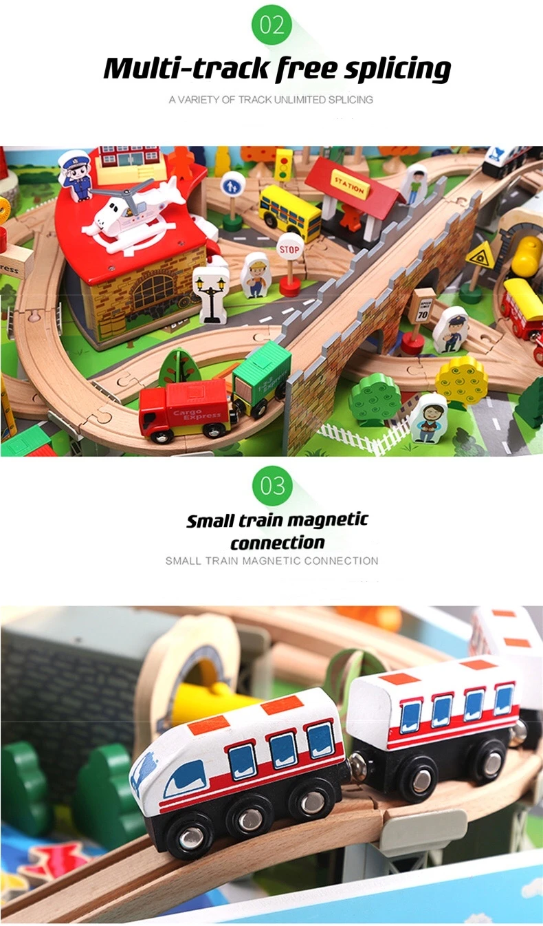 Wooden Track Train Set Toy Creative toys childrens educational toys kids like 120 pcs