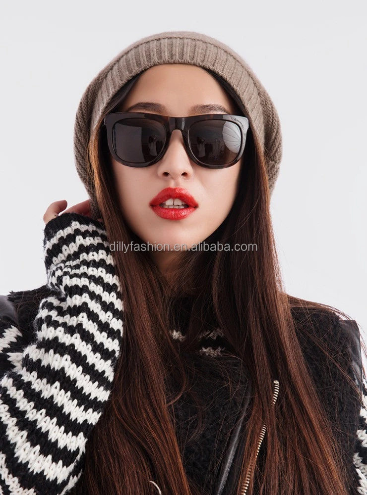 Wool cashmere blended knit beret cap for women
