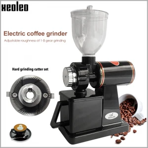 Xeoleo Electric Coffee grinder 600N Coffee milling machine Coffee Bean miller machine flat burrs Grinding machine 220V Red/Black