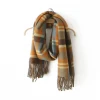 Y242   Scarf women&#x27;s Cape Cape shawl autumn winter dual use thick tassel check button scarf
