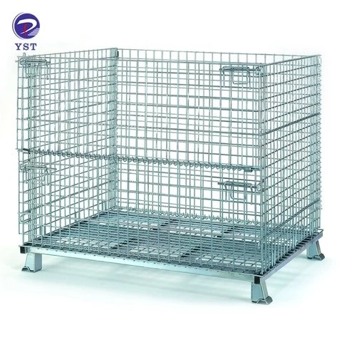 YST custom heavy-duty weld industrial storage folding stacking metal steel wire mesh container