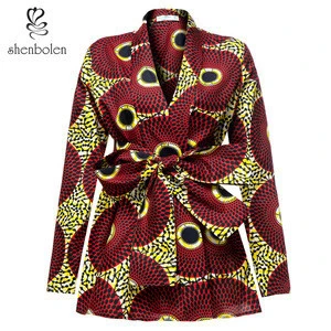 YZ281 Shenbolen Women African Traditional Batik Print Dashiki Casual Cotton Shirt