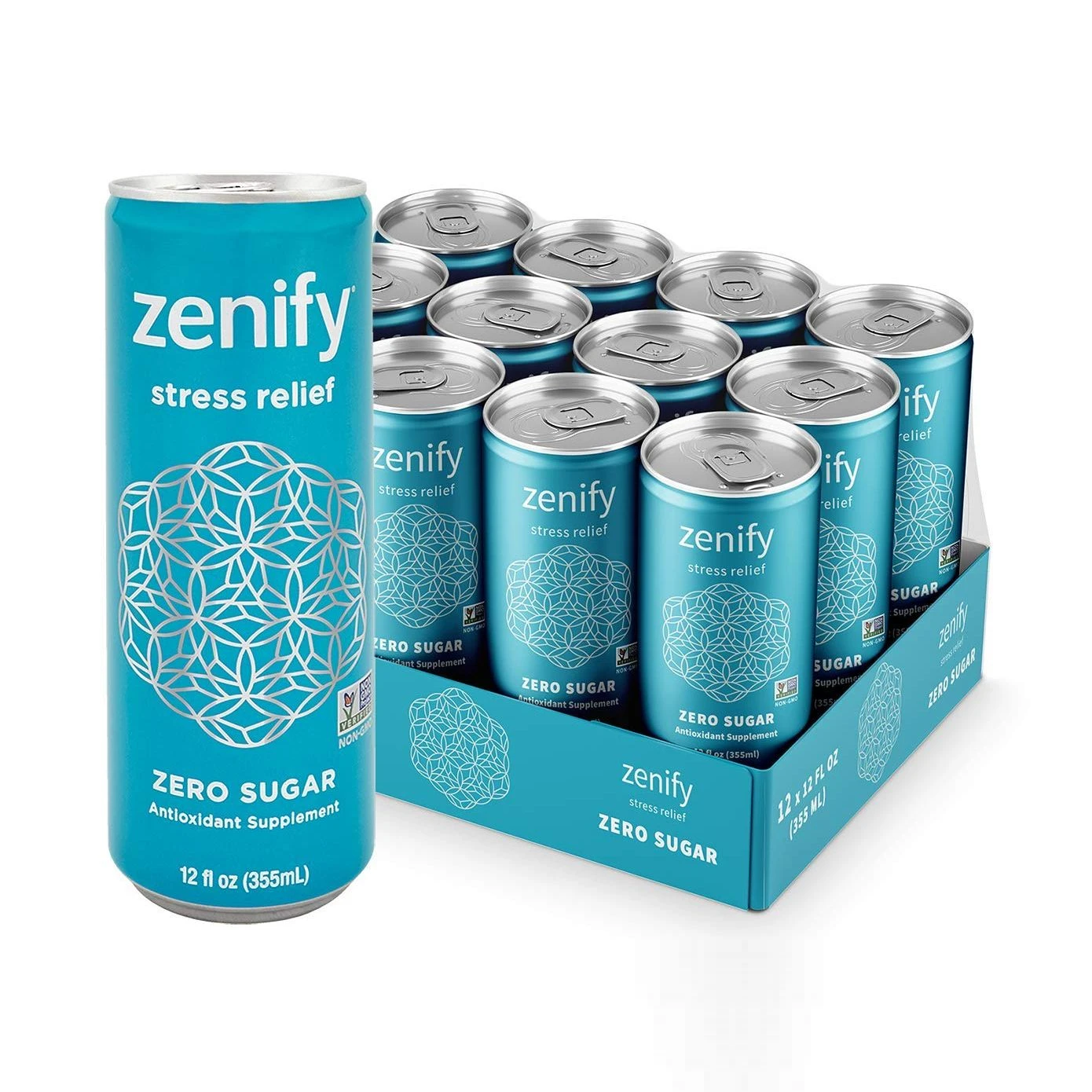 Zenify Zero Sugar All Natural Sparkling Calming Stress Relief Beverage, Non-Gmo, GABA, Vitamin B6 12 Fl Ounce (Pack of 12)